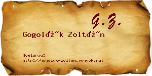 Gogolák Zoltán névjegykártya